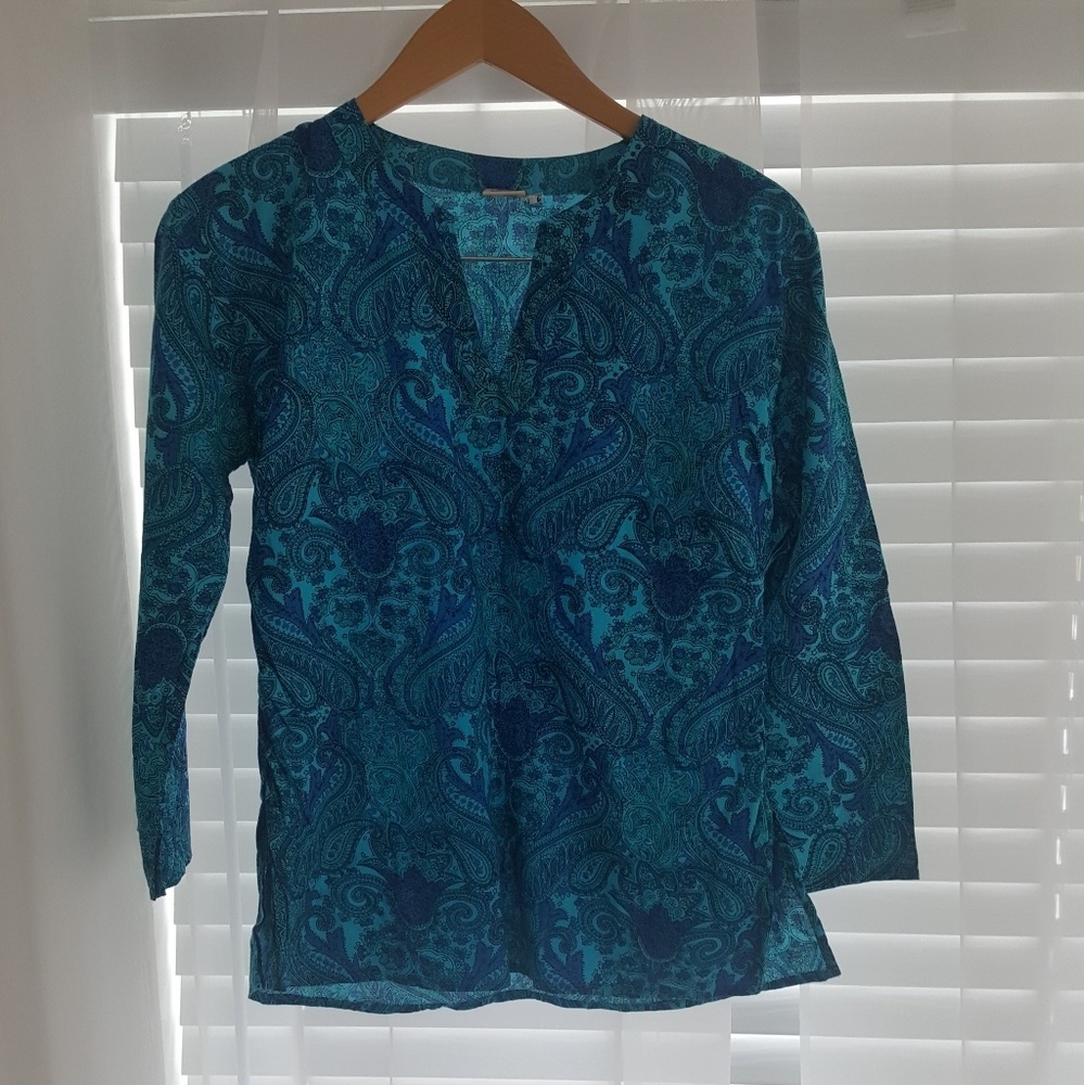 Paisley blue and turquoise top